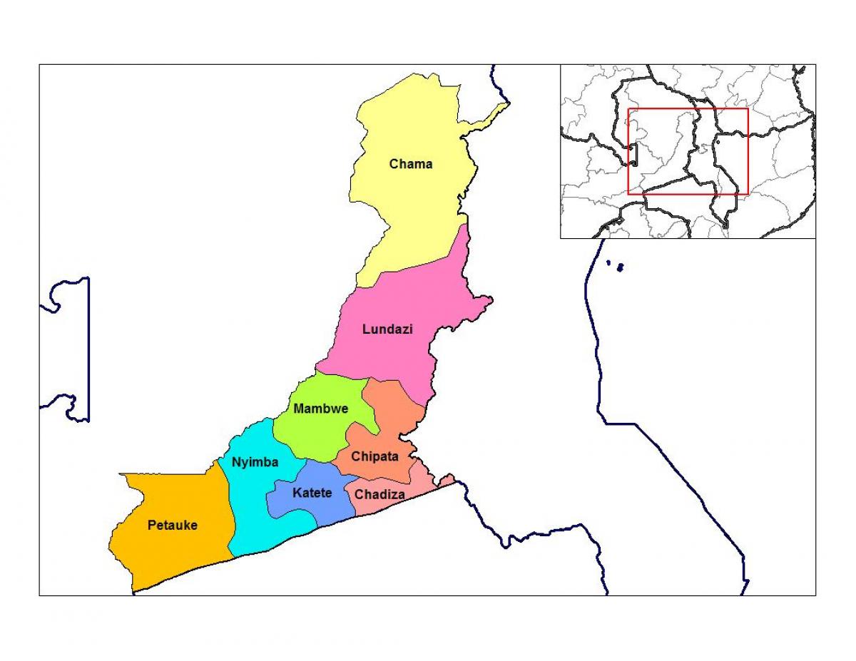 kart Şərq əyalətində Zambiya 