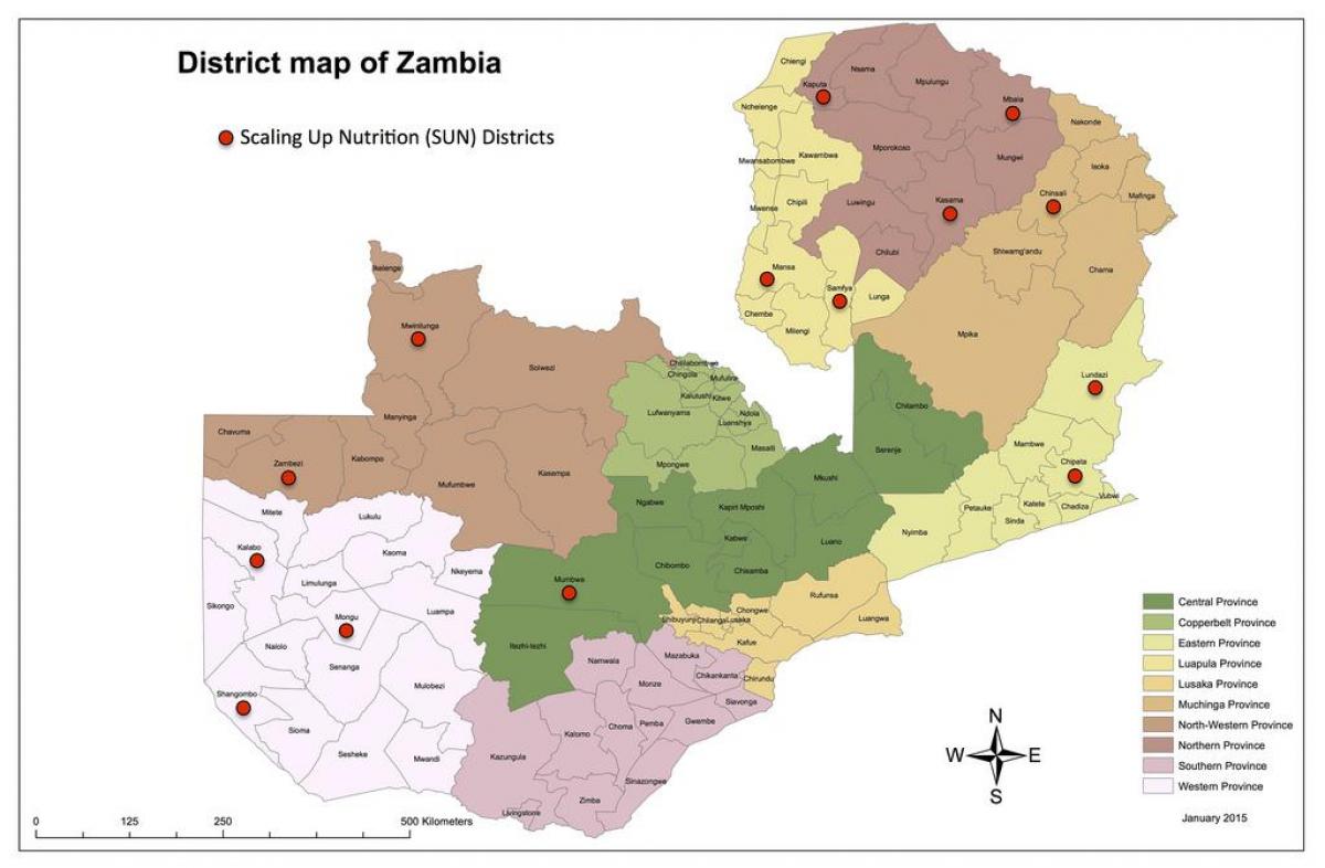 Zambiya rayonlarının yenilənmiş kartı